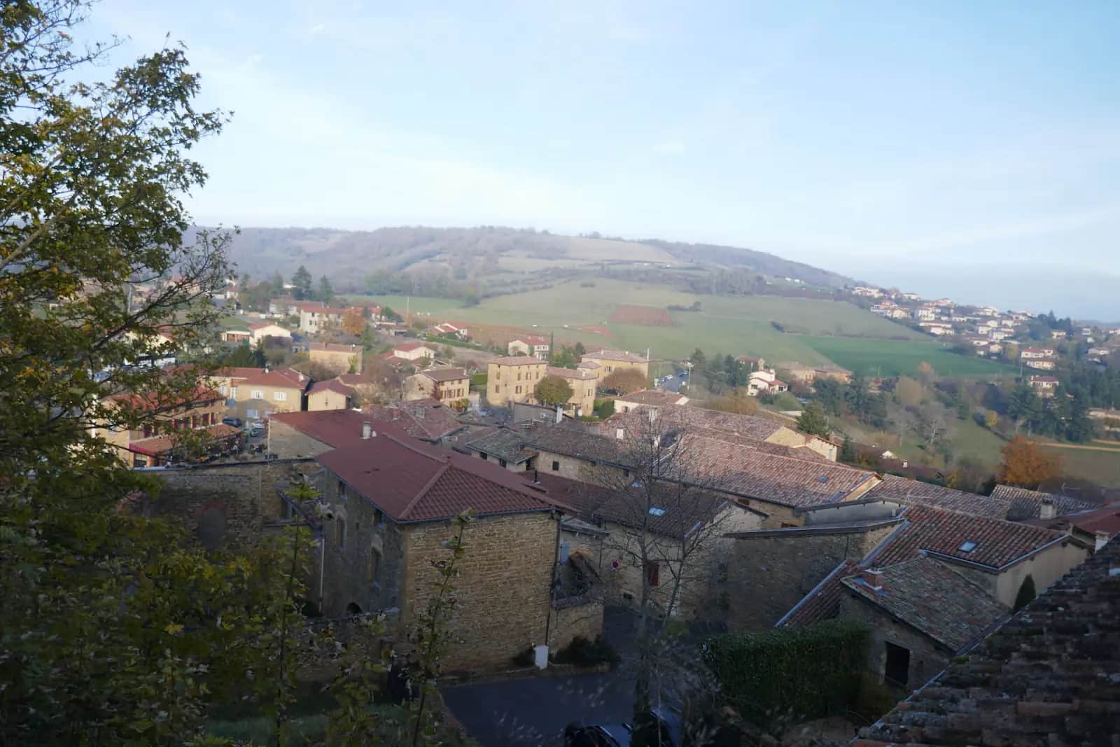 Vue sur les collines du Beaujolais depuis Oingt